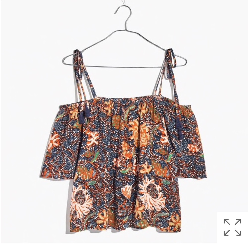 NWT Madewell silk cold-shoulder top $98